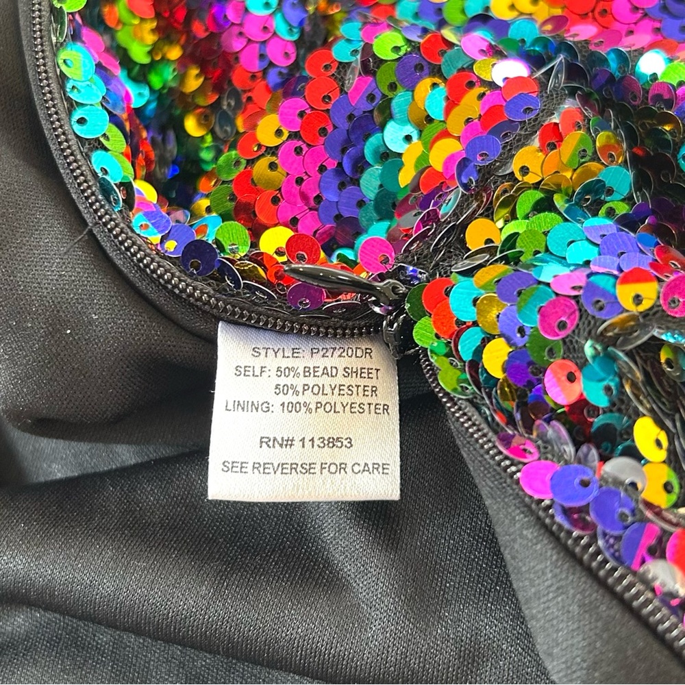 SUGARLIPS Rainbow Sequin Wide Leg Flare Pants Party Shimmer Glitter Size S - Picture 8 of 8